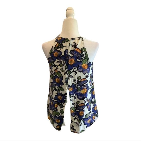 Top Shop Cold Shoulder Open Back Cream, Purple & Orange Blouse. Size 4 - Picture 2 of 4